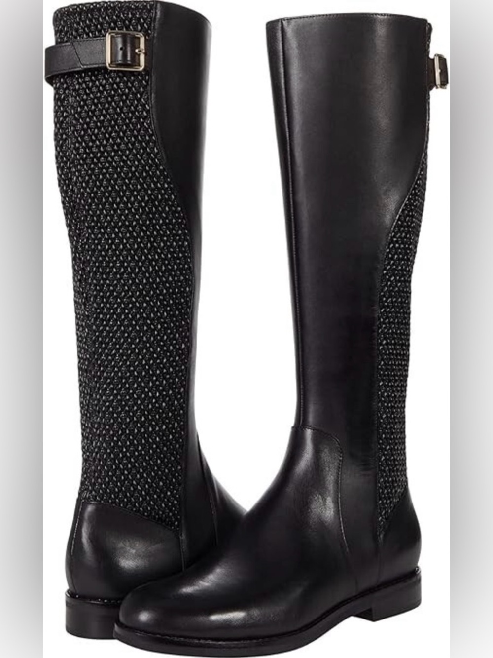 Cole Haan Women's Idah Equestrian Knee High Riding Boot Black Leather Size 7.5 B